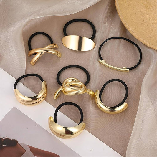 Minimal Gold Metal Hair Tie Set