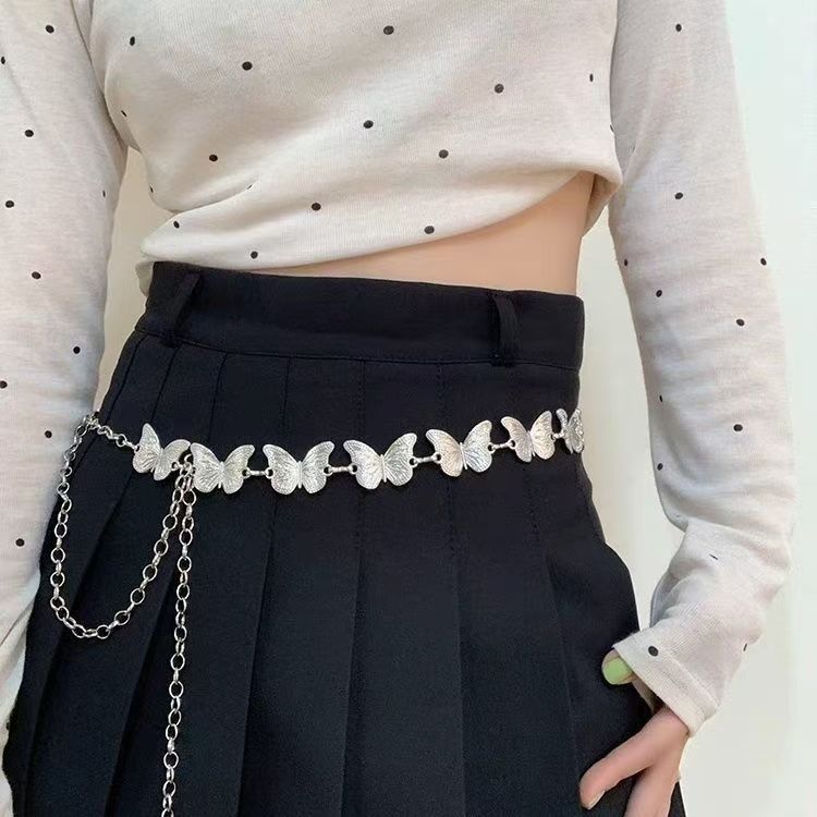 Silver Butterfly Chain Belt