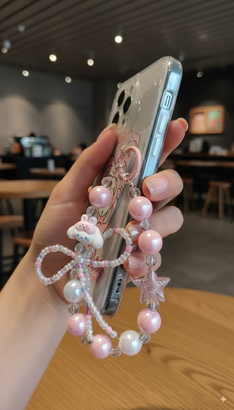 Cute Beaded Phone Charm & Wrist Strap