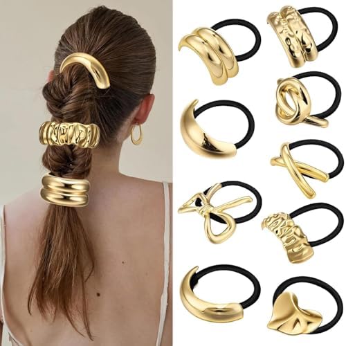Minimal Gold Metal Hair Tie Set