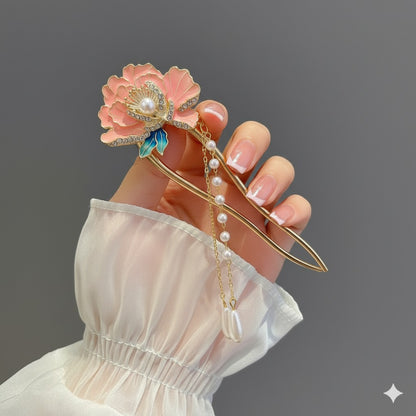 Elegant Floral Pearl Hair Pin