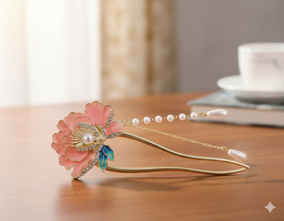 Elegant Floral Pearl Hair Pin