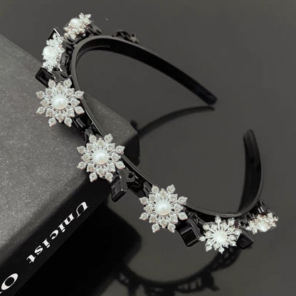 Elegant Pearl Floral Embellished Hairband & Clip Set