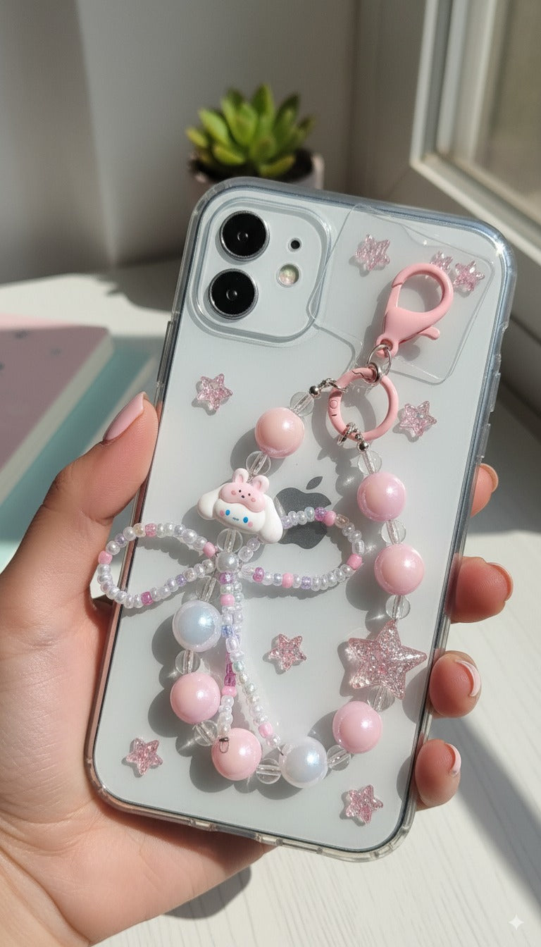 Cute Beaded Phone Charm & Wrist Strap
