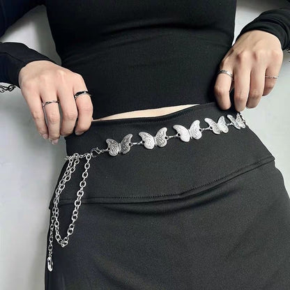 Silver Butterfly Chain Belt