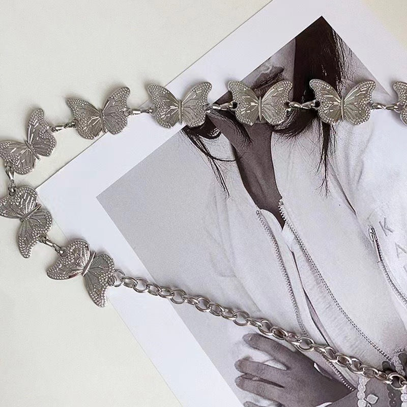 Silver Butterfly Chain Belt