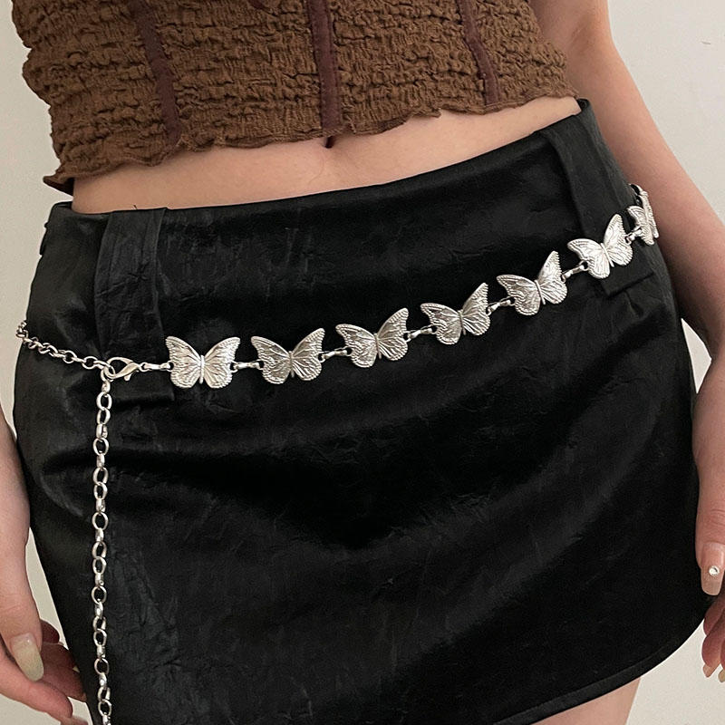 Silver Butterfly Chain Belt