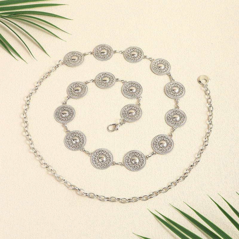 Silver Coin Chain Belt | Vintage Boho Waist Chain Accessory