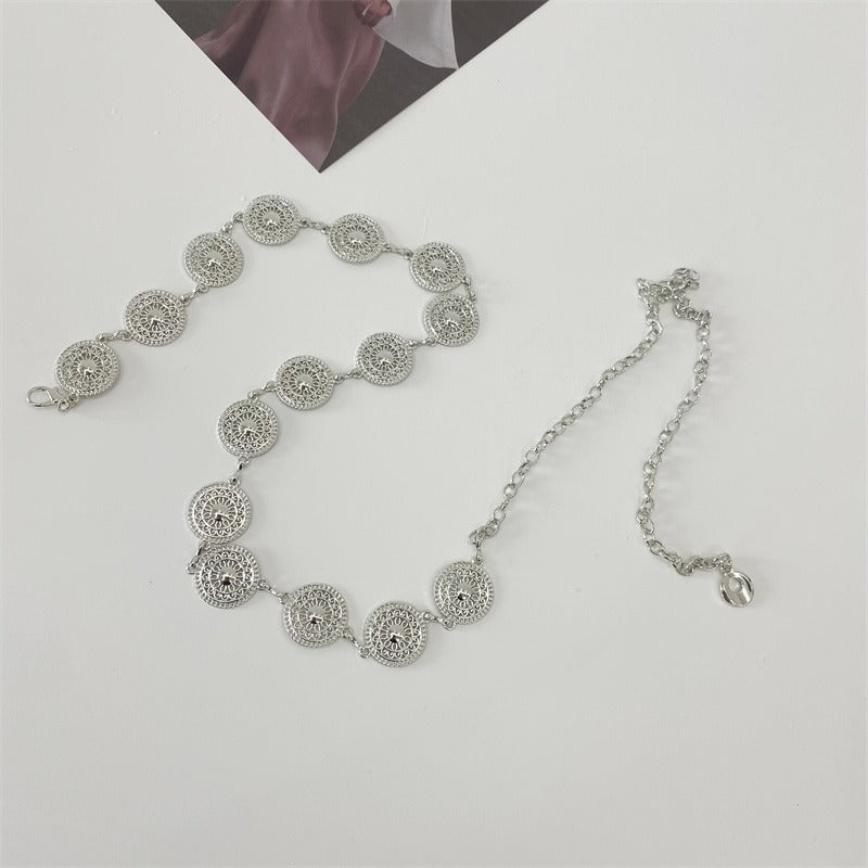 Silver Coin Chain Belt | Vintage Boho Waist Chain Accessory