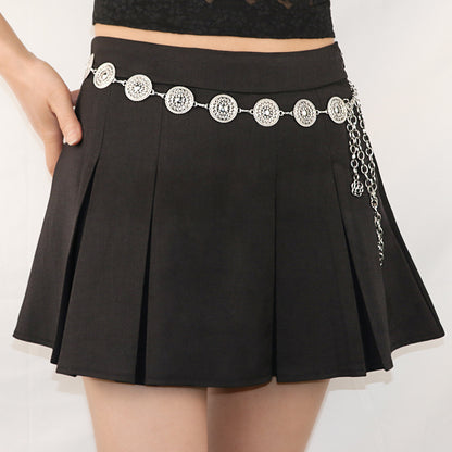 Silver Coin Chain Belt | Vintage Boho Waist Chain Accessory