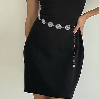 Silver Coin Chain Belt | Vintage Boho Waist Chain Accessory