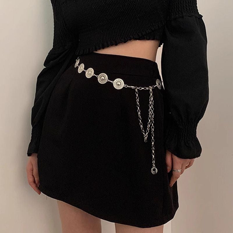 Silver Coin Chain Belt | Vintage Boho Waist Chain Accessory