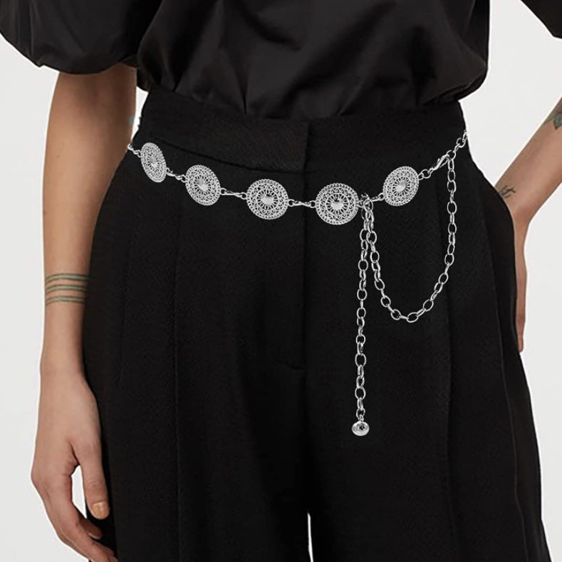 Silver Coin Chain Belt | Vintage Boho Waist Chain Accessory
