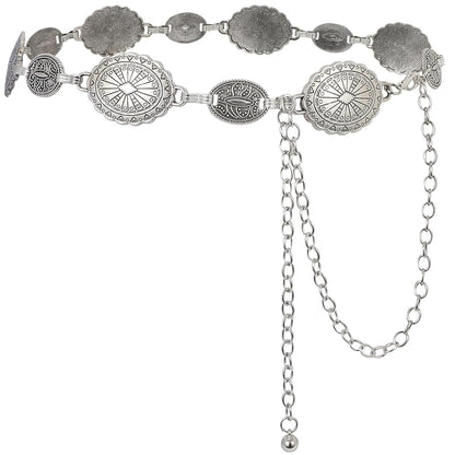 Silver Coin Chain Belt | Vintage Boho Waist Chain Accessory