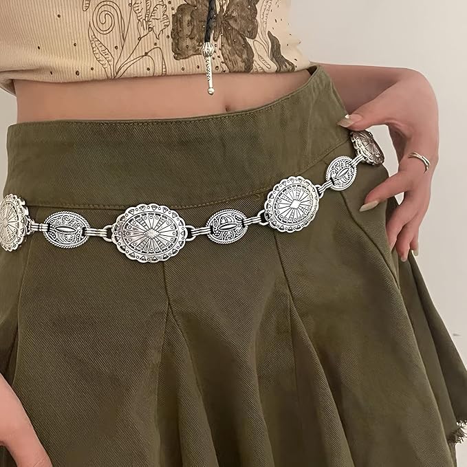 Silver Coin Chain Belt | Vintage Boho Waist Chain Accessory