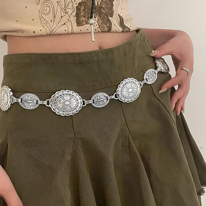 Silver Coin Chain Belt | Vintage Boho Waist Chain Accessory
