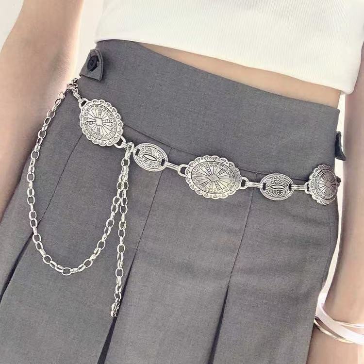 Silver Coin Chain Belt | Vintage Boho Waist Chain Accessory
