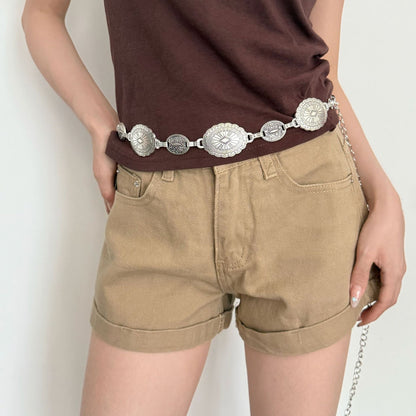 Silver Coin Chain Belt | Vintage Boho Waist Chain Accessory