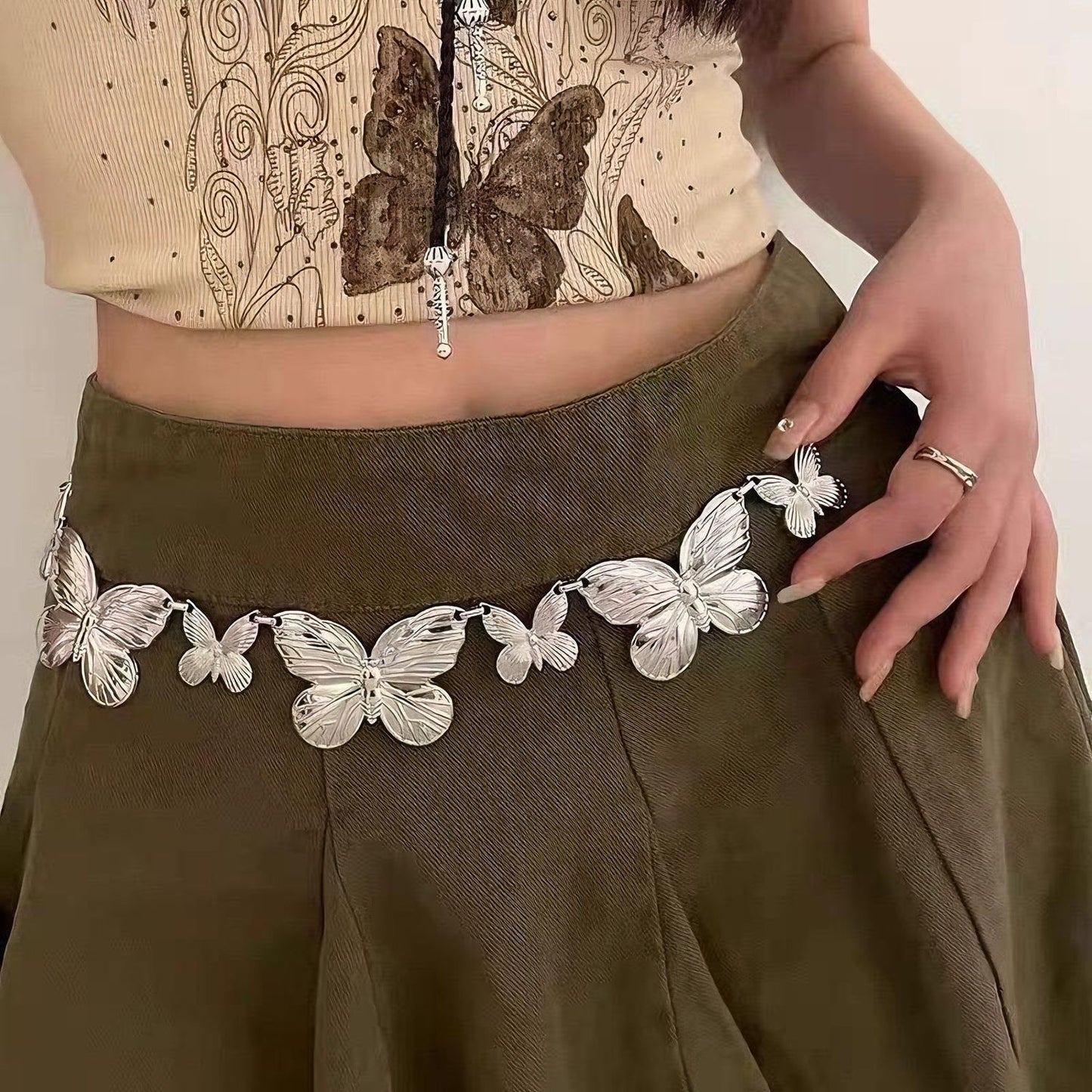 Silver Statement Butterfly Chain Belt